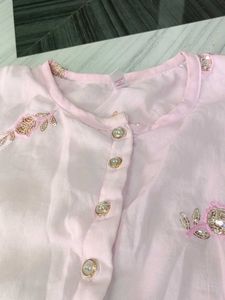 Pink Floral Embroidered Girls Dress