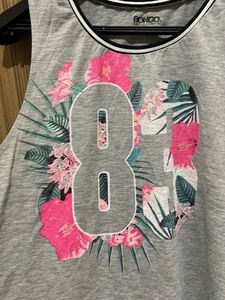 Gray Floral Tank Top