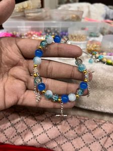 chain blue beaded Charm Bracelet