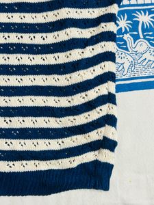 Chic Strips Crochet Top 💙🤍