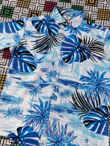 Blue Tropical Print Shirt
