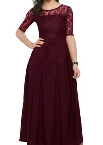 Maxi Gown With Net Pattern