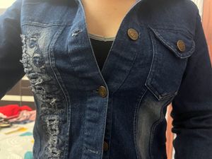 Blue Denim Crop Jacket
