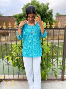 Women Short Kurti Aqua Blue 💙
