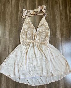 Pinterest Party Halterneck Satin Tie Up Mini Dress