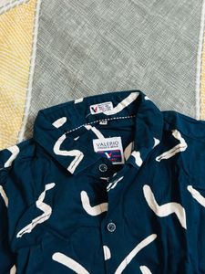 Navy Blue Printed Long Sleeve Shirt