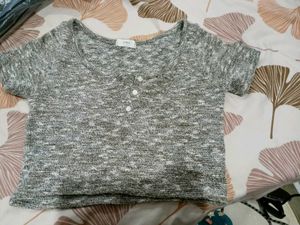 Heathered Knit Crop Top - Casual Chic