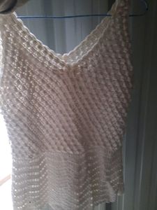 White Crocheted Winter Top