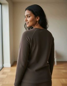 Woollen Brown Long Sleeve Top