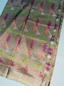 “Earthy Ikat Floral Saree”