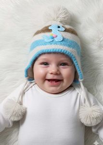 Adorable Dino Pom-Pom Beanie