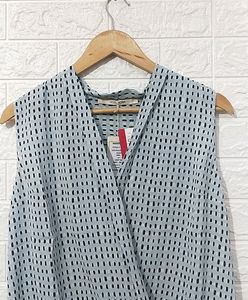Women Light Blue Sleeveless Wrap | Bust 36| Length