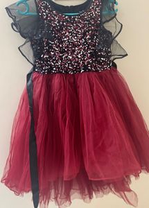 Black Sequenced and Maroon Coloured Frock