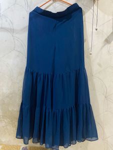 Blue Sleeveless 3 Piece Gharara Set