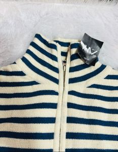Korean Knit High Neck Zip Sweater