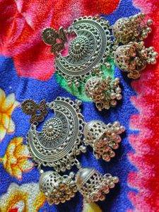 Silver Jhumka Earrings