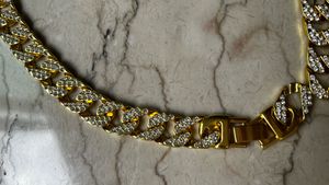 Gold Cuban Chain With Sparkling Diamond Stones