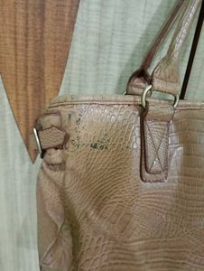 Vintage Tan Crocodile Embossed Handbag