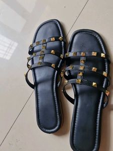 Black Embellished Flats