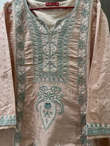 Peach Embroidered Kurti