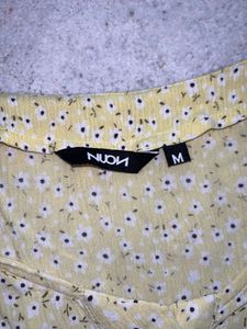 Clinched Waist Light Yellow Top