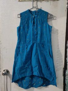 Festive Blue Polka Dot Ethnic Kurti