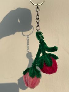 Pink strawberry 🍓 Pipe cleaner keychain
