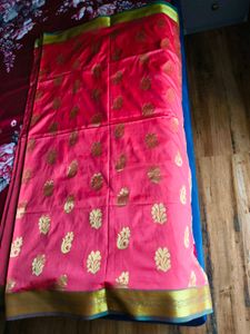 Pink silk Saree