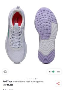 Red Tape White Mesh Walking Shoes