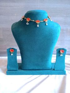 Lotus Meenakari Necklace Set