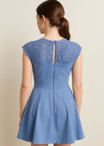 Blue Lace Fit &amp; Flare Dress