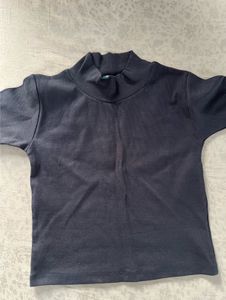 Cute Navy Blue Turtleneck Top