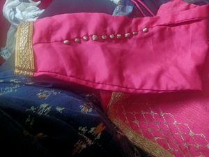 Pink & Gold Embellished Blouse Piece