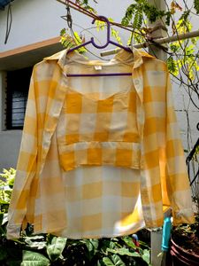 Yellow Checkered Top & Shirt Set✨