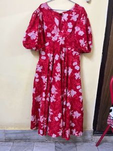Red Floral Print Dress