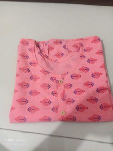 Pink Patterned Cotton Pants