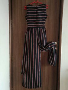 Tokiyo Talkies Blue Striped Culotte Jumpsuit - S