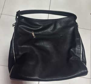 Studded Black Leather Tote Bag