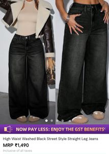 Wide Leg Black Jeans.SIZE-31-36.NOT WORN EVEN ONCE