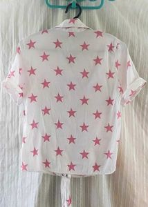 Star Print Tie-Front Top