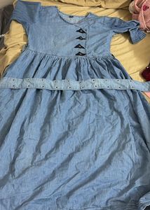 Denim Fit & Flare Midi Dress