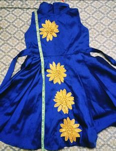 Ink Blue Color Silk Cotton Frock