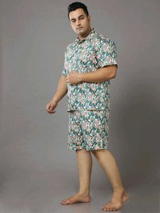 Tropical Print Shirt &amp; Shorts Set
