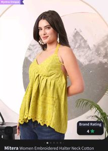 Embroidery Halter Neck Top