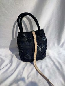 Sasha New York Black Beaded Fringe Wristlet Bag