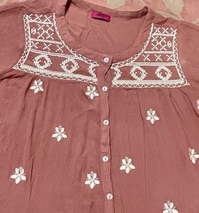 Dusty Rose Embroidered Blouse