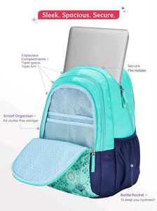 Genie Snowflake 36 L Teal &amp; Blue School Backpack