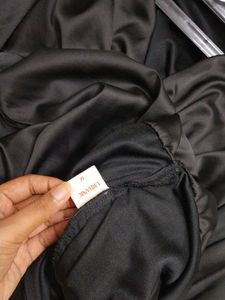 Urbanic Asymmetric Length Black Satin Dress