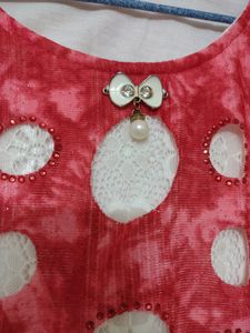 Red Dotted High Low Top