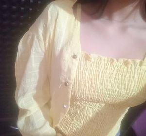 Yellow Smocked Crop Top